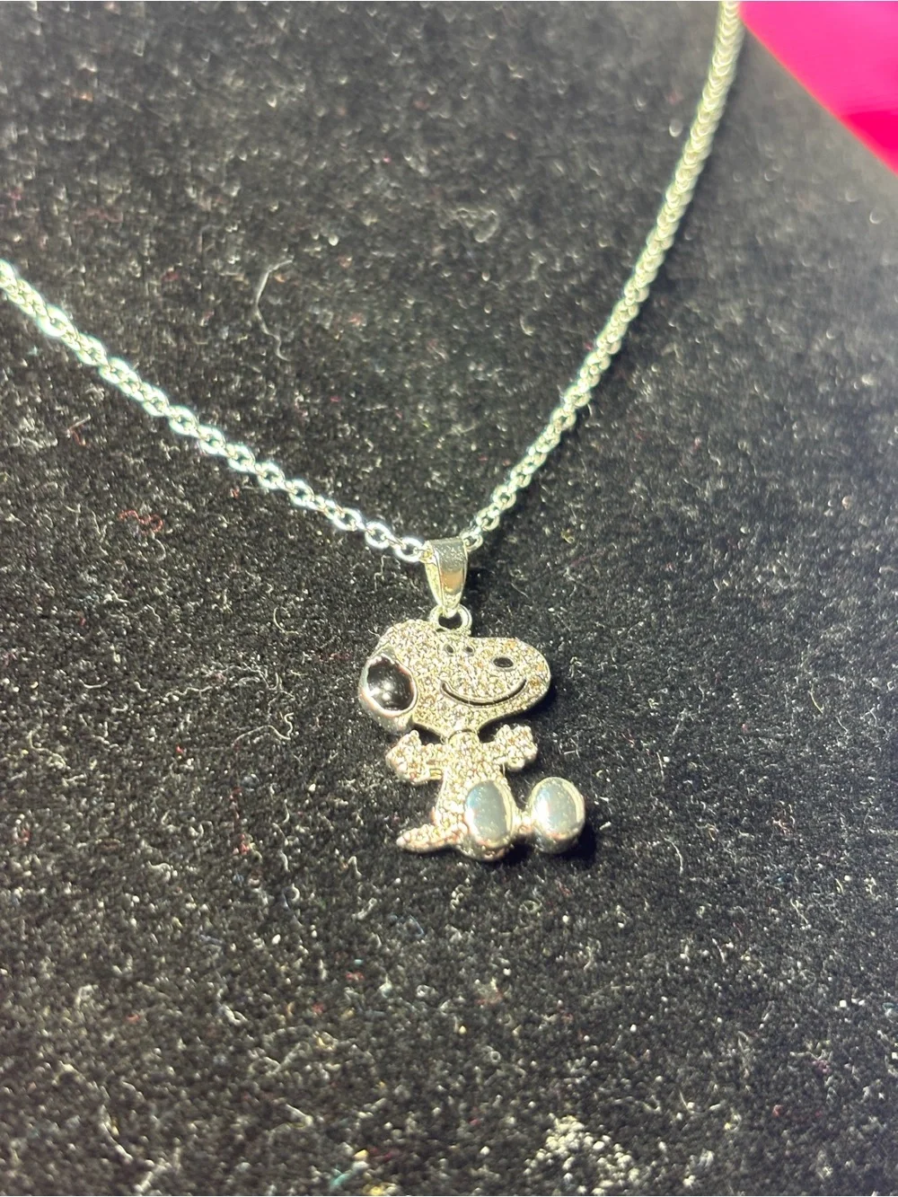 New Silver-tone Crystal Peanuts Snoopy Dog Pendant Necklace - Women's Jewelry - Picture 3 of 5